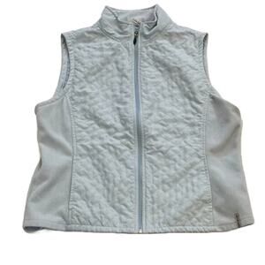 Columbia Lightweight Baby Blue Quilted Fleece Zip Up Vest Hiking Outdoor, Size M